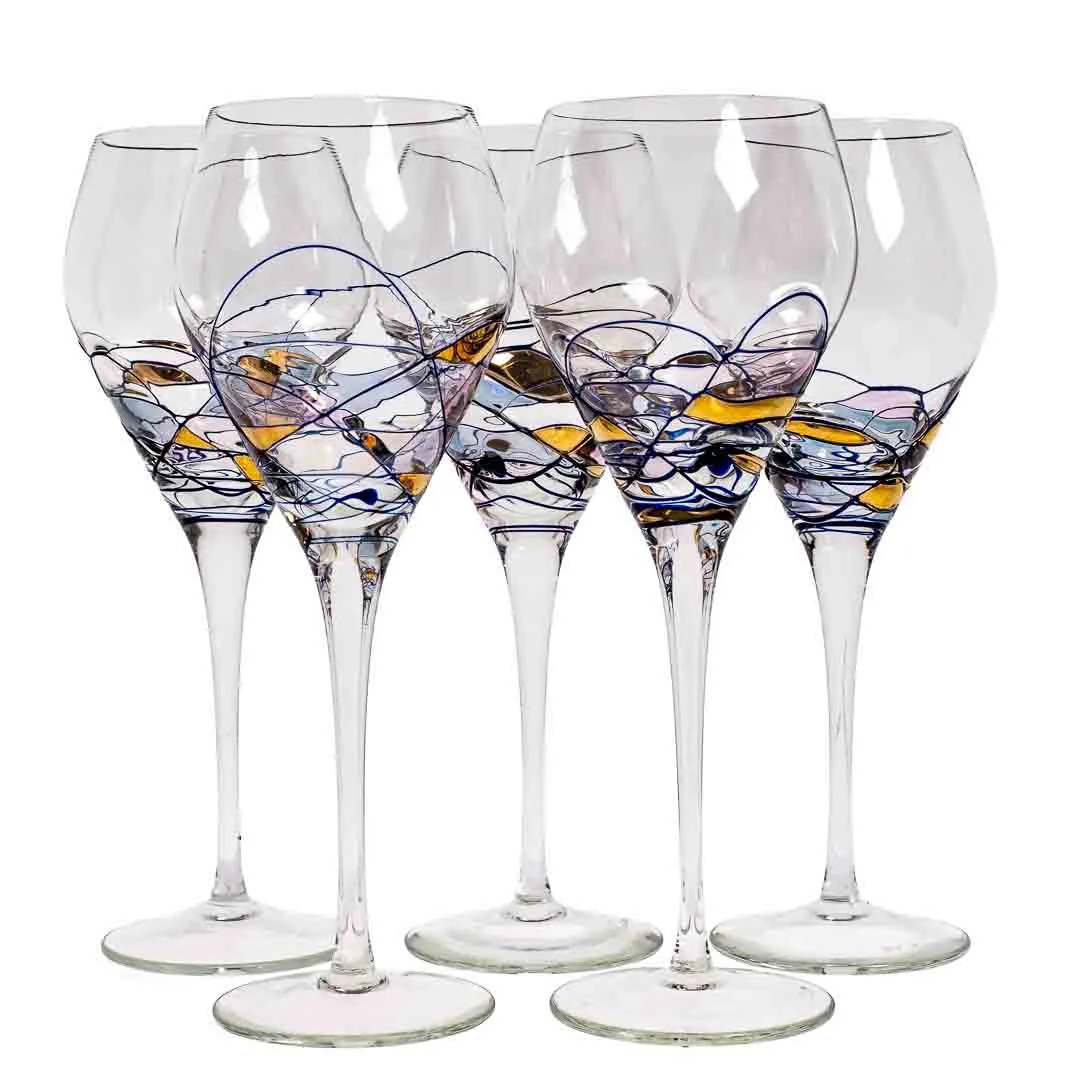 La Fleur Monarch Milano Kristall, 6 Weißweingläser - Handbemalt u. mundgeblasen  - Bild 4