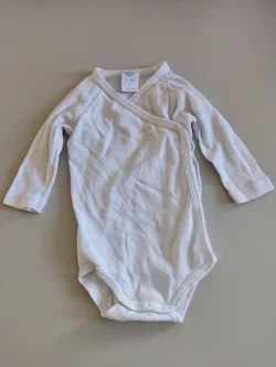 Sanetta Baby Body, langarm, V-Ausschnitt, weiß, Größe 62 - Bild 2