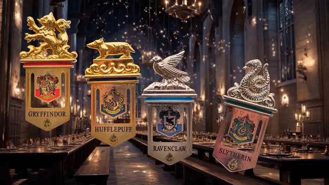 Harry Potter Hogwarts Wappen-Pin Set – 4 Häuser in edler Sammlerbox (lizenziert) - Bild 1