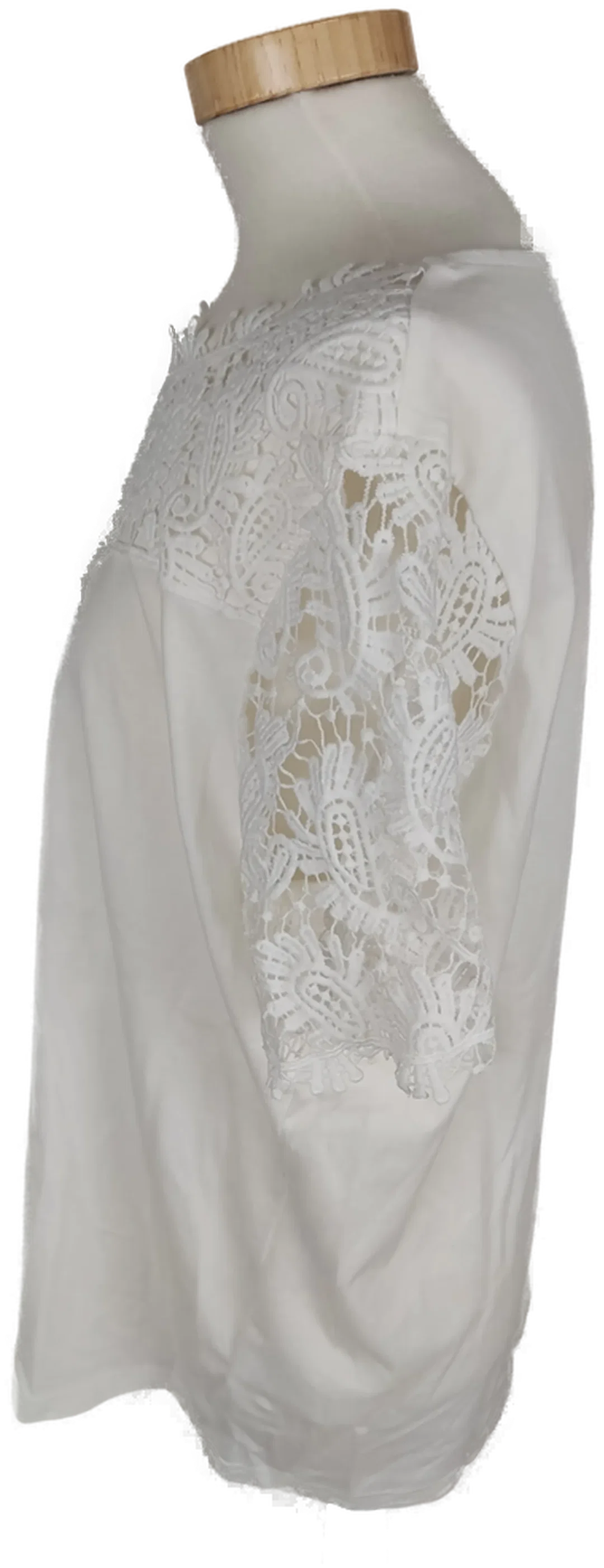 Trendiges Damen T-Shirt mit Spitze, kurzarm, weiß, Größe 44 – Bild 2