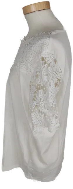 Trendiges Damen T-Shirt mit Spitze, kurzarm, weiß, Größe 44 - Bild 2
