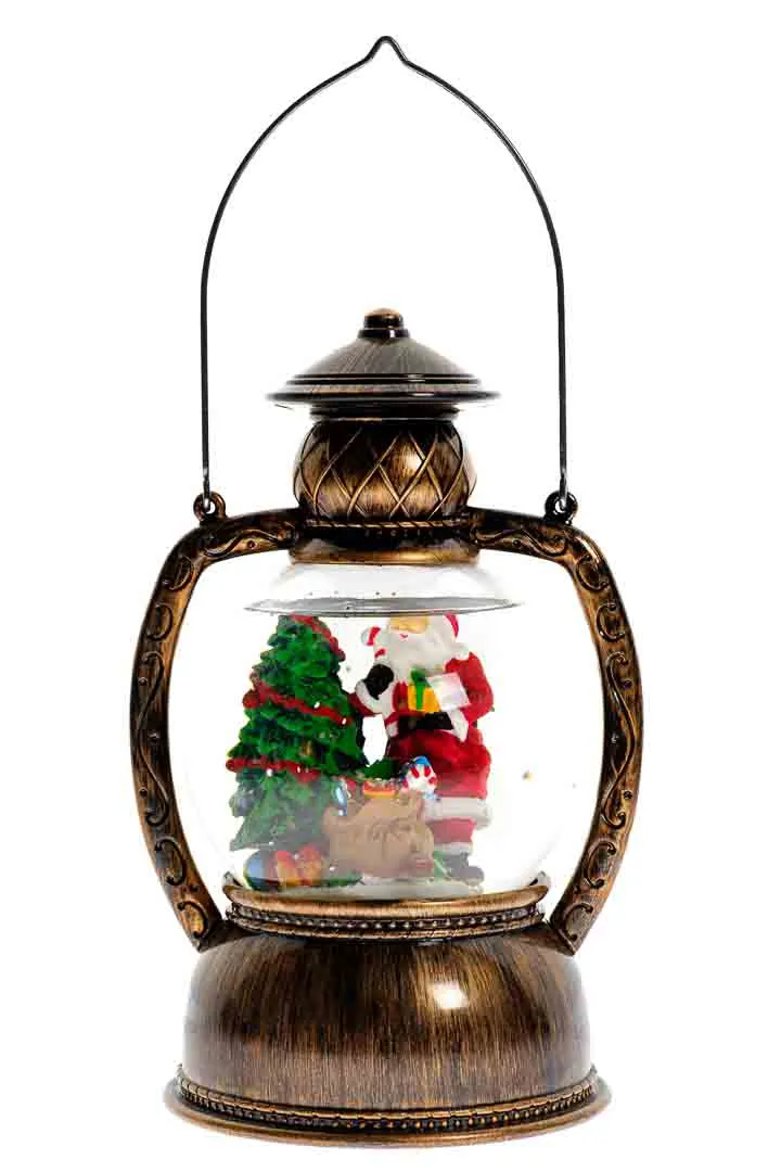 SchneekugelSchneekugel Weihnachtsmann mit LED-Beleuchtung – Laternen-Design –  - Bild 1