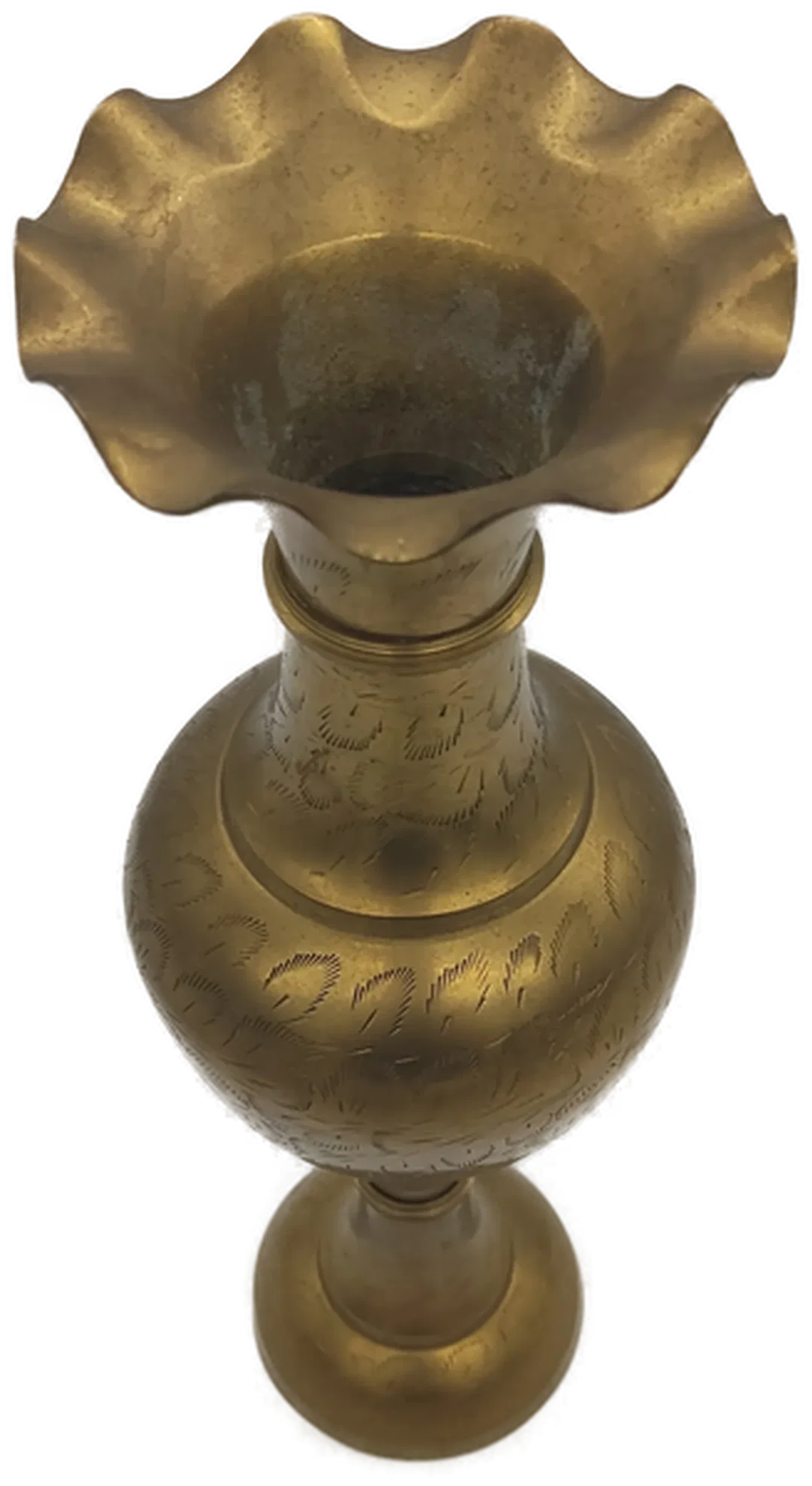 Deko Vintage Vase aus Messing mit Gravur – Bild 3