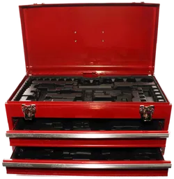 Rote Metall-Werkzeugkiste mit 2 Schubladen und Einsatz – robustes Werkzeug-Depot - Bild 4