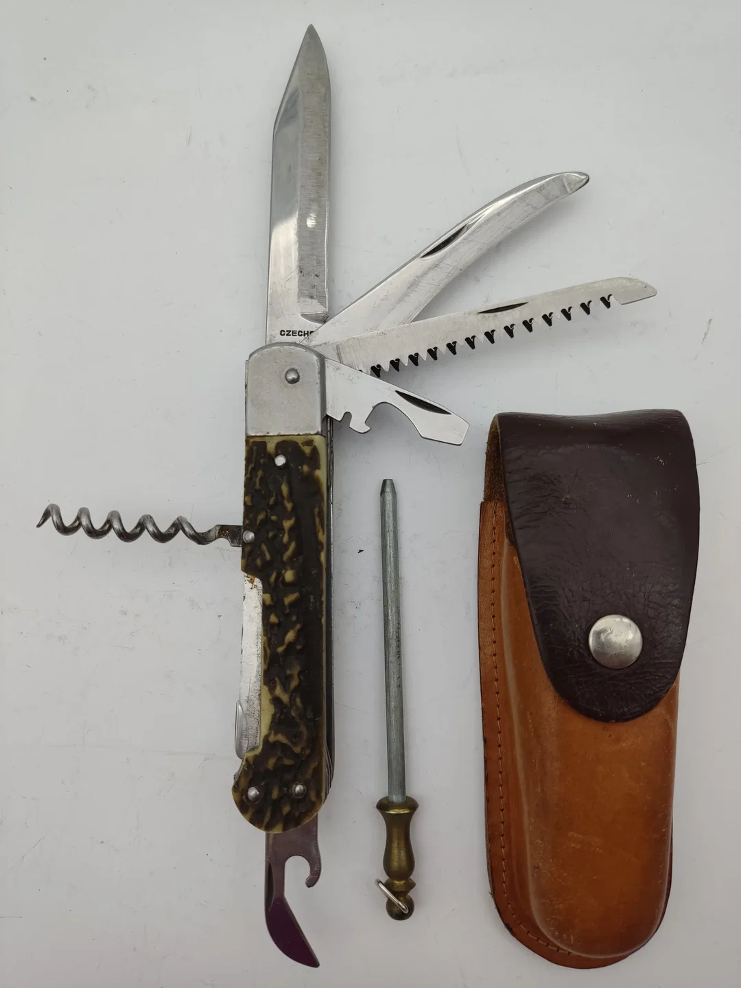 Mikov Fixir Jagdtaschenmesser mit Lederscheide | Tschechoslowakischer Schatz - Bild 4