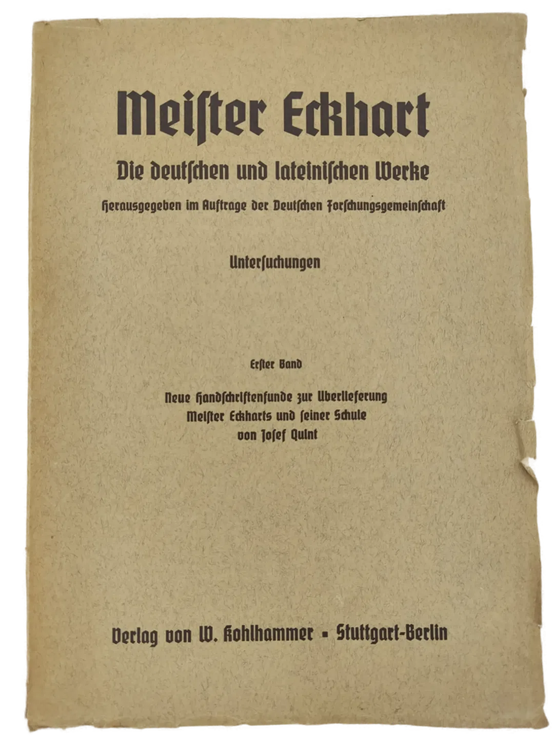 Meister Eckhart Die Deutschen und lateinischen Werke Untersuchungen 1. Band, 1940, antiquarisch - Bild 1