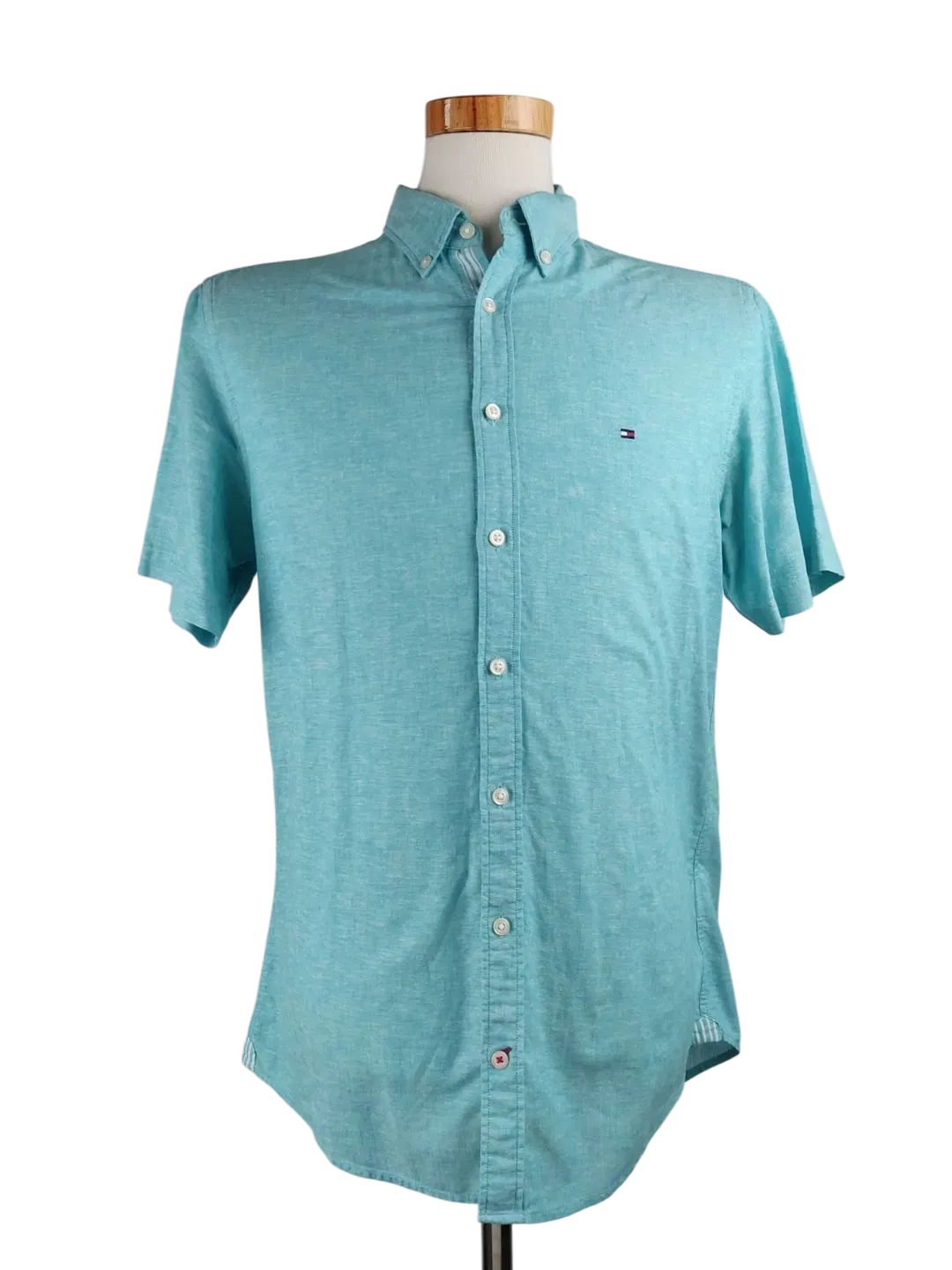 Tommy Hilfiger Herren Kurzarmhemd, blau - Gr. S - Bild 1