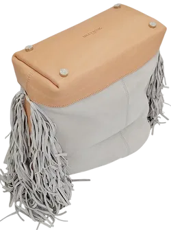 Max V. Koenig Damen Lederhandtasche mit Fransen, grau/creme - Höhe ca. 37 cm  - Bild 3