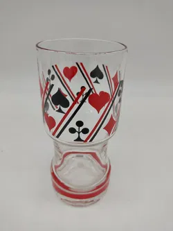 5x Vintage Trinkgläser mit Spielkarten Muster - Bild 3