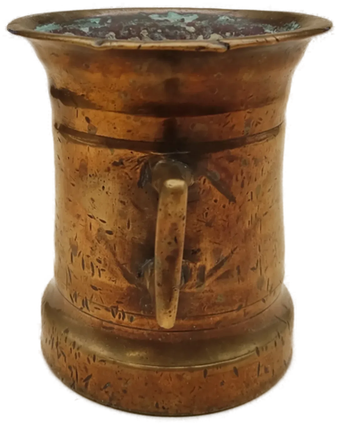 Antiker Apothekenmörser Bronze massiv 2,3 kg mit eckigen Griffen – Bild 3