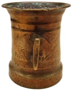 Antiker Apothekenmörser Bronze massiv 2,3 kg mit eckigen Griffen – Vorschau 3