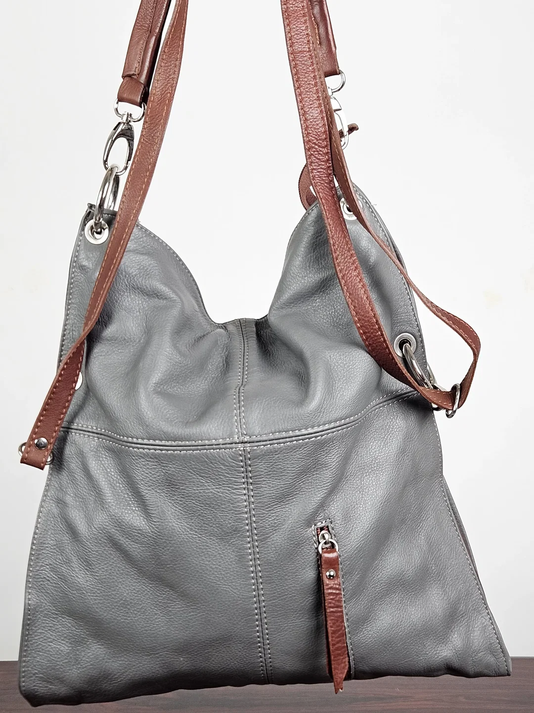 Damen Ledertasche - grau  - Bild 4