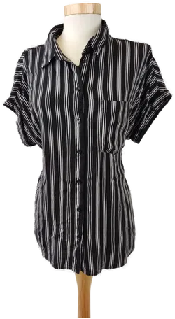 Yessica Damenbluse schwarz, weiß längsgestreift - Gr. L  - Bild 1