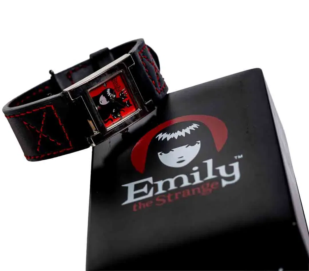Emily the Strange Armbanduhr mit Box – Schwarz/Rot Design - Bild 1