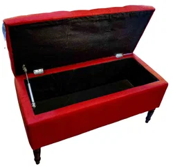 Polster-Sitztruhe, Rot, Chesterfield-Steppung, 90x40 cm, Stauraum - Bild 2