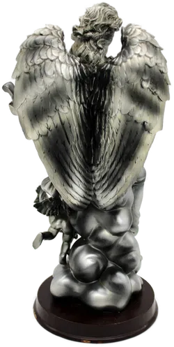 Engel Figur mit Lyra und Putto – Hartplastik Skulptur auf Holzsockel, ca. 33 cm - Bild 2