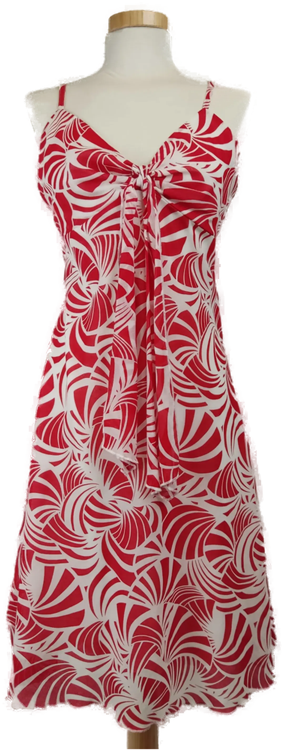 Yokoo Damen Sommerkleid midi  rot-weiß gemustert - M / 38 - Bild 4