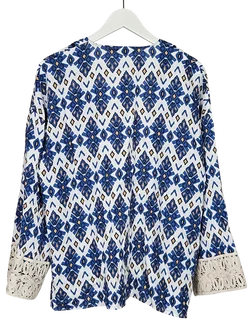 ZARA Damen Bluse, blau/weiß - Gr. M  - Bild 2