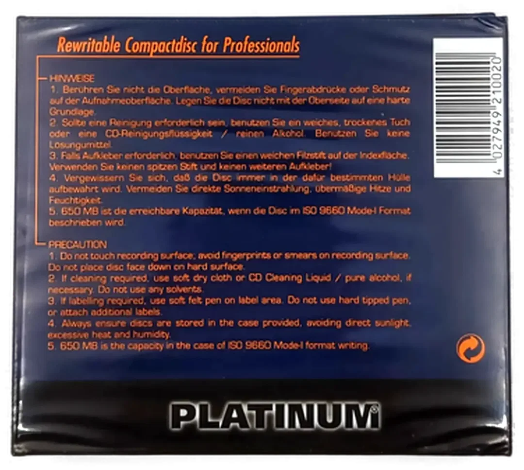Platnium CD-RW 650 MB – Bild 2