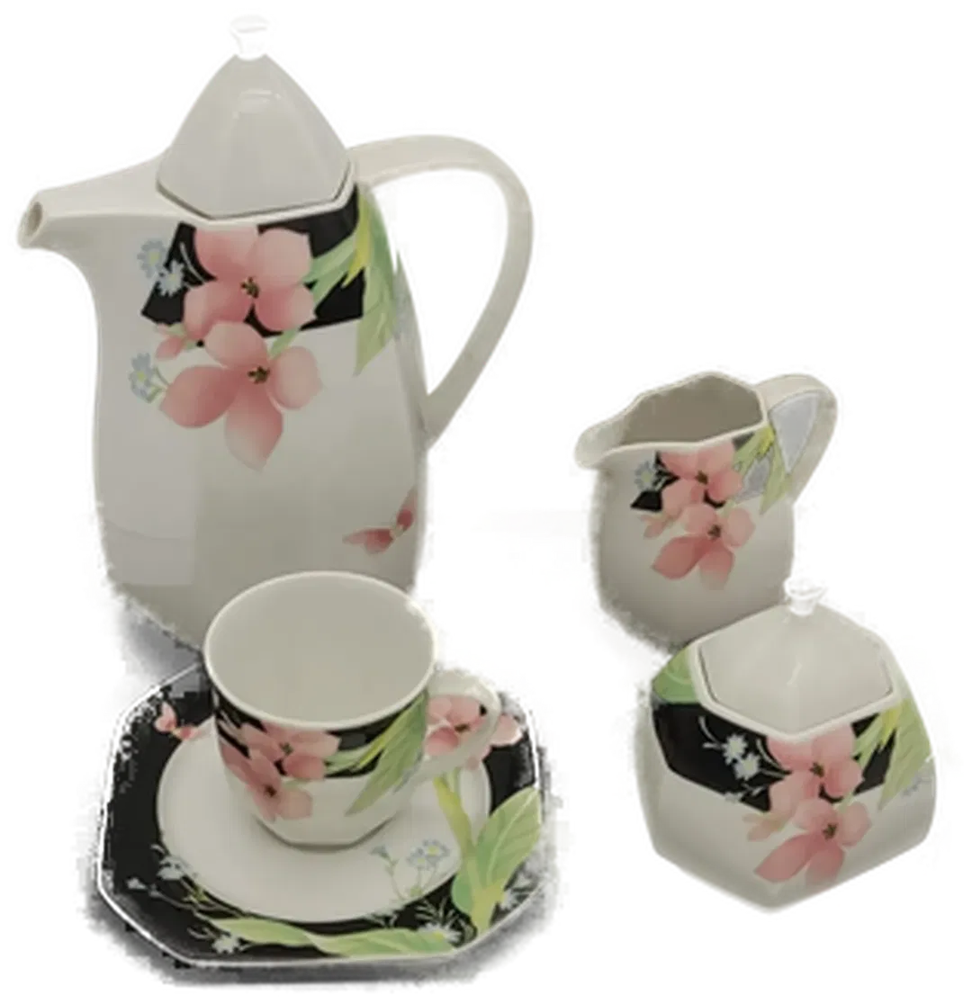  Kaffeeservice mit Blütendekor, 21-teilig, Porzellan - Bild 4