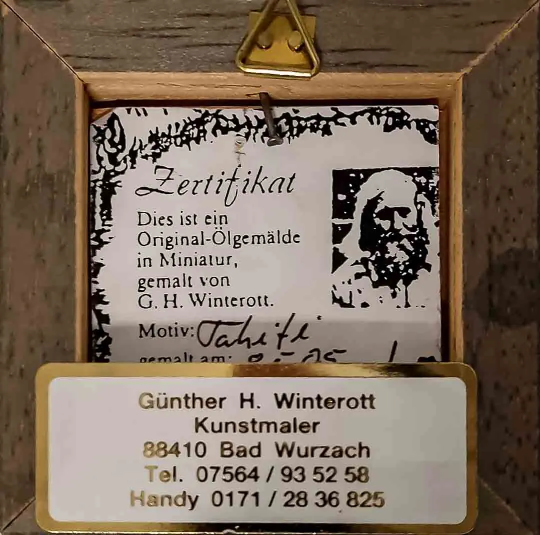 Miniatur-Ölgemälde „Tahiti“ – Original von Günther H. Winterott – Bild 2