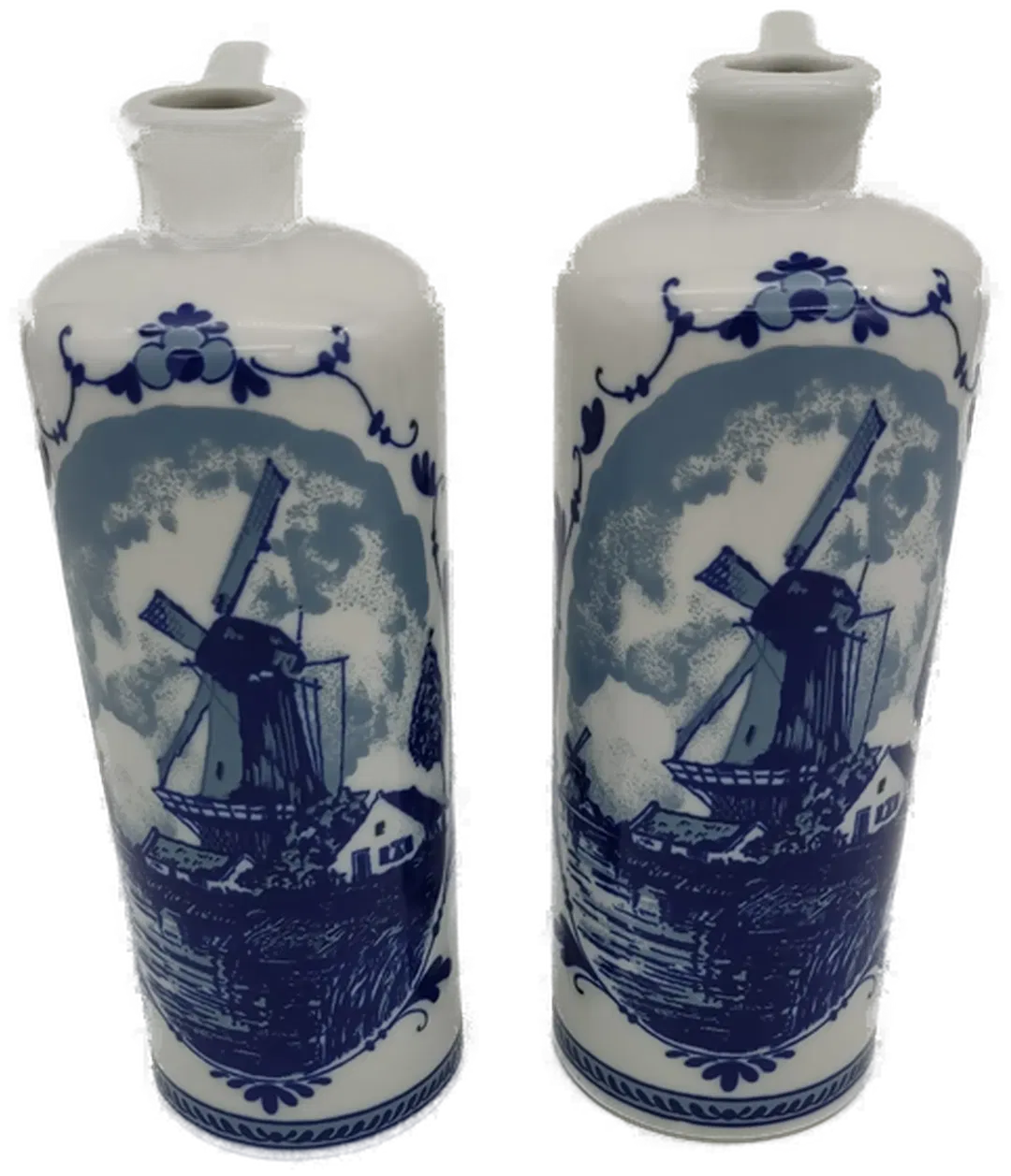 Lilien-Porzellan Essig & Öl-Krüge mit Windmühlen / Blau-Weiß - Bild 1