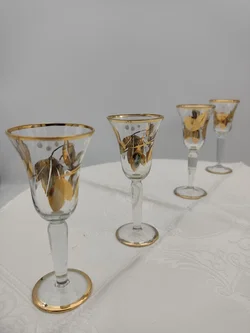Schnapsgläser 4er-Set Goldrand, Blättermuster  | Vintage-Glanz - Bild 4