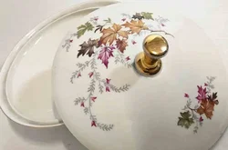 Eschenbach Porzellan Dose mit Deckel Herbstlaub Gold - Bild 3