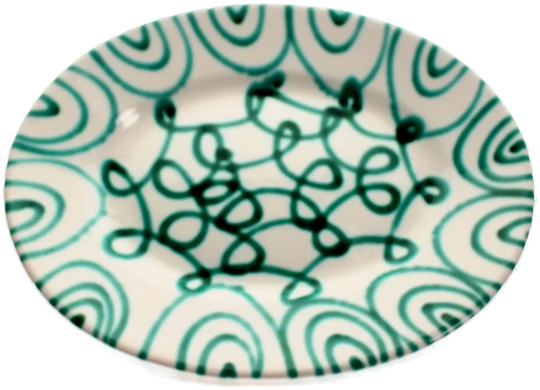 Gmundner Keramik Speiseplatte Oval - Grün Geflammt - Handbemalt - Vintage  - Bild 4