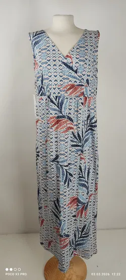 Green Cotton Maxikleid mit Blumenmotiv - Bild 1