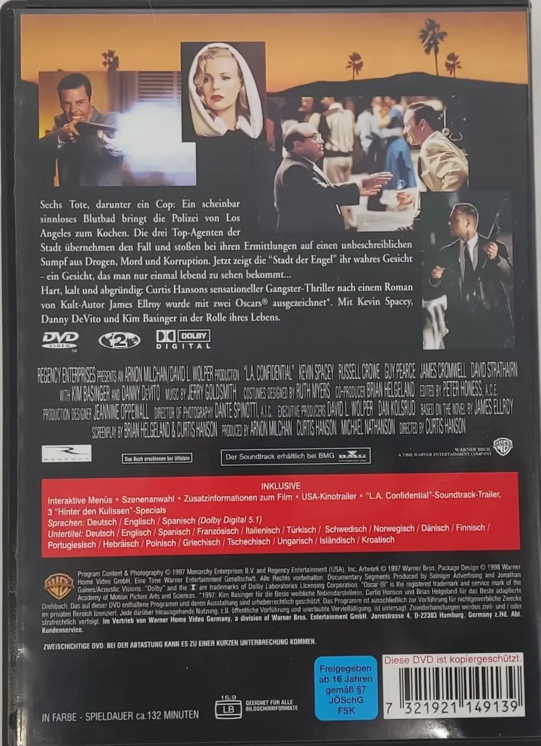 DVD "L.A. Confidential" Jeder hat seinen Preis mit Kevin Spacey, Rossell Growe, Guy Pearce und Kim Basinger – Bild 2