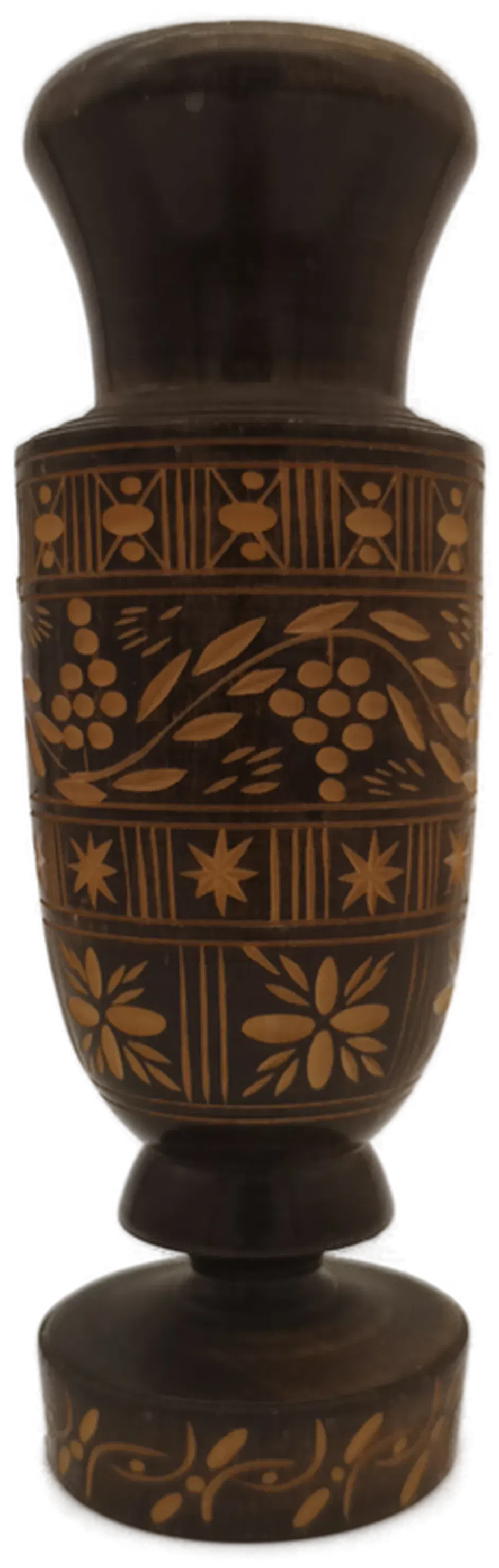 Vase mit Schnitzereien aus Holz  - Bild 4