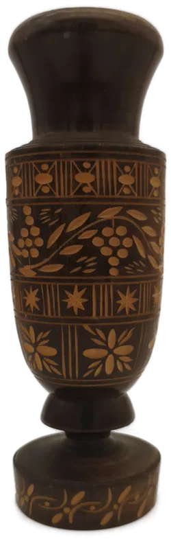 Vase mit Schnitzereien aus Holz  - Bild 1