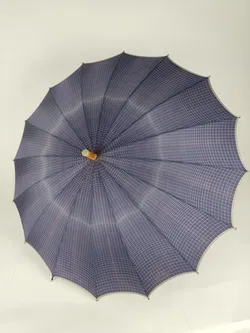 Vintage-Flanierschirm / Sonnenschirm / Damenschirm blau kariert - Bild 2