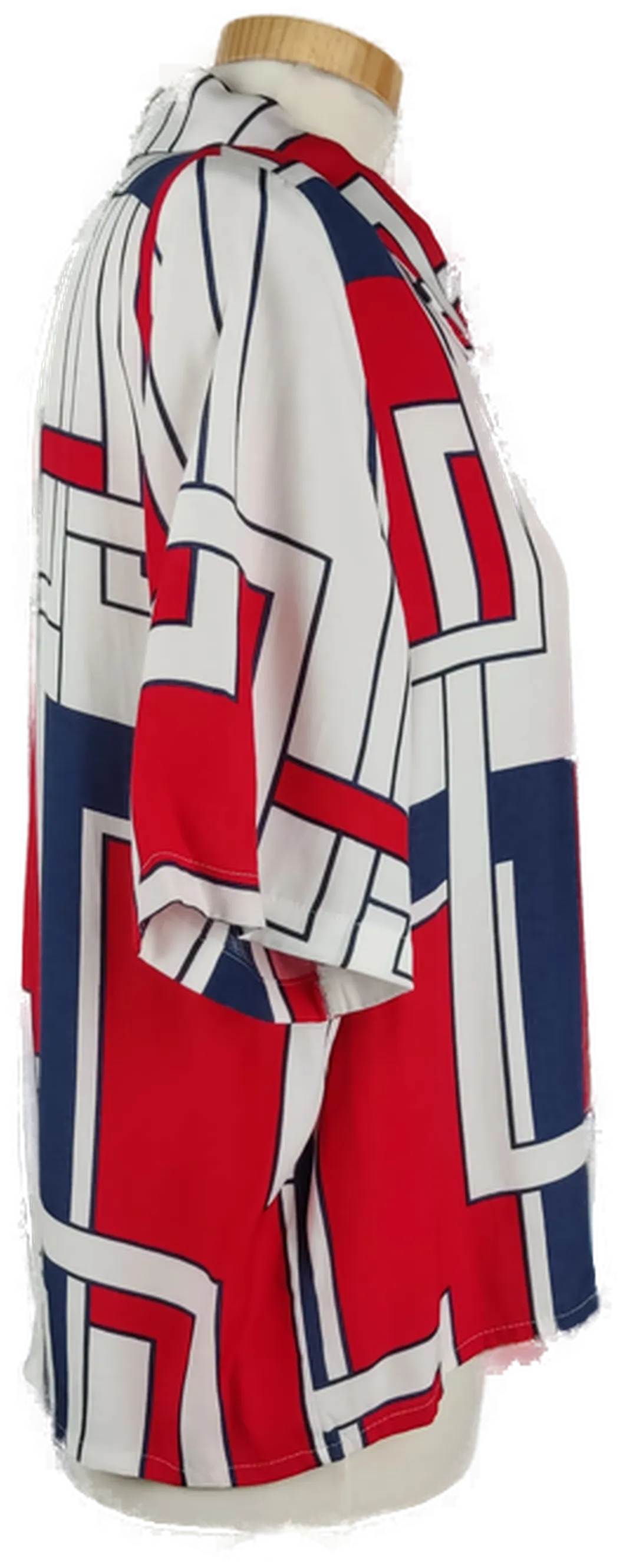 Damen-Bluse kurzarm rot/blau/weiss-gemustert - L/40 – Bild 3