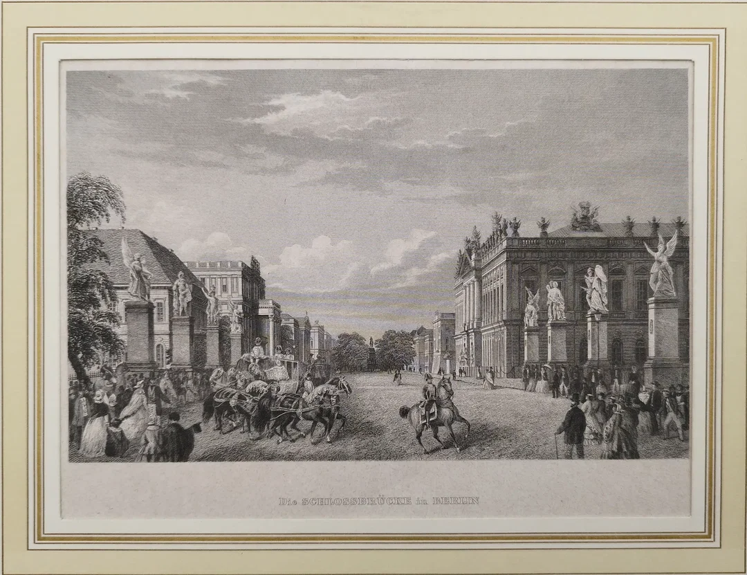 "Die Schlossbrücke in Berlin" - Stahlstich aus dem Jahr 1862 – Bild 2