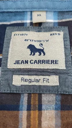 Jean Carriere Herrenhemd Langarm - braun, blau kariert - Gr. XL/EUR 52 - Bild 4