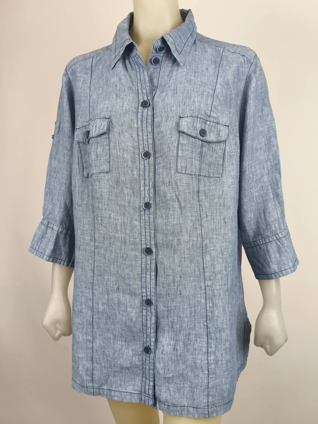 Bonita, Hemdbluse Damen, Gr. 48, Leinen - Bild 1