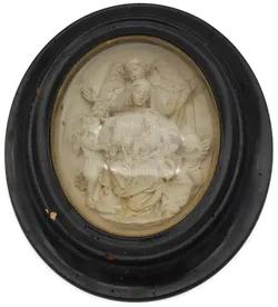 Antikes Heiligenrelief - Maria mit Kind und Engel - Bild 1