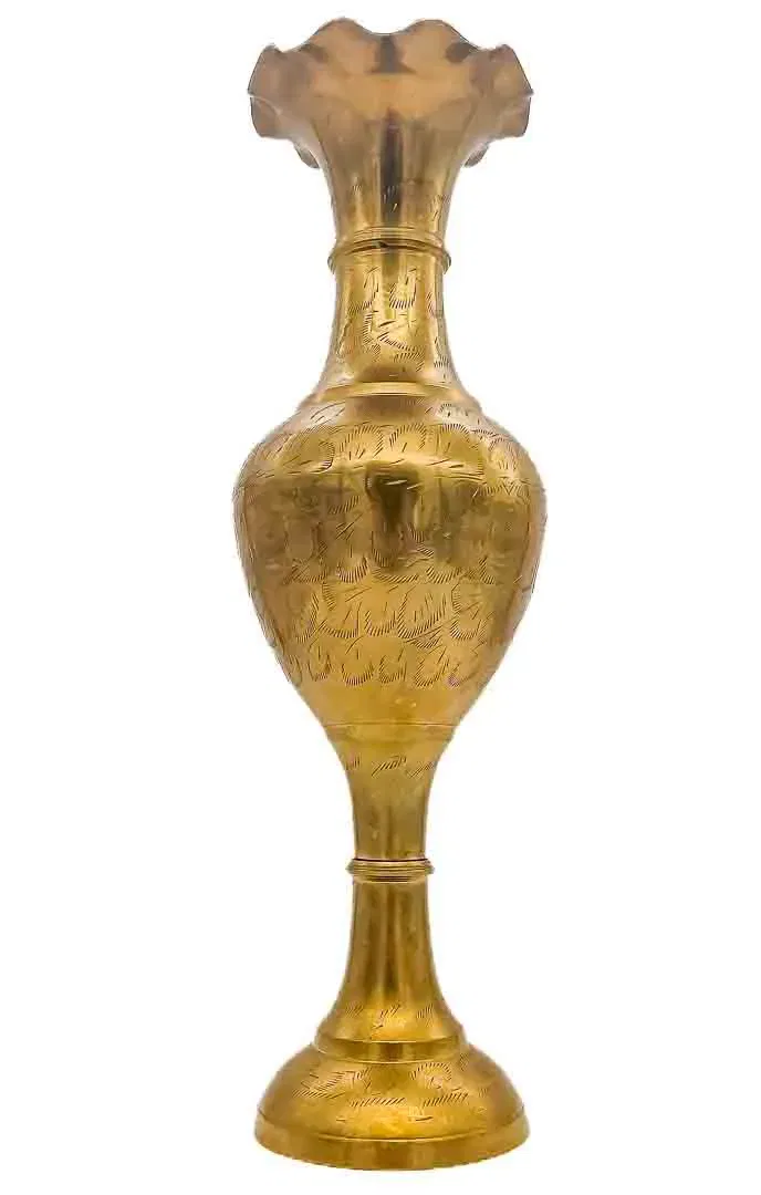 Deko Vintage Vase aus Messing mit Gravur - Bild 1