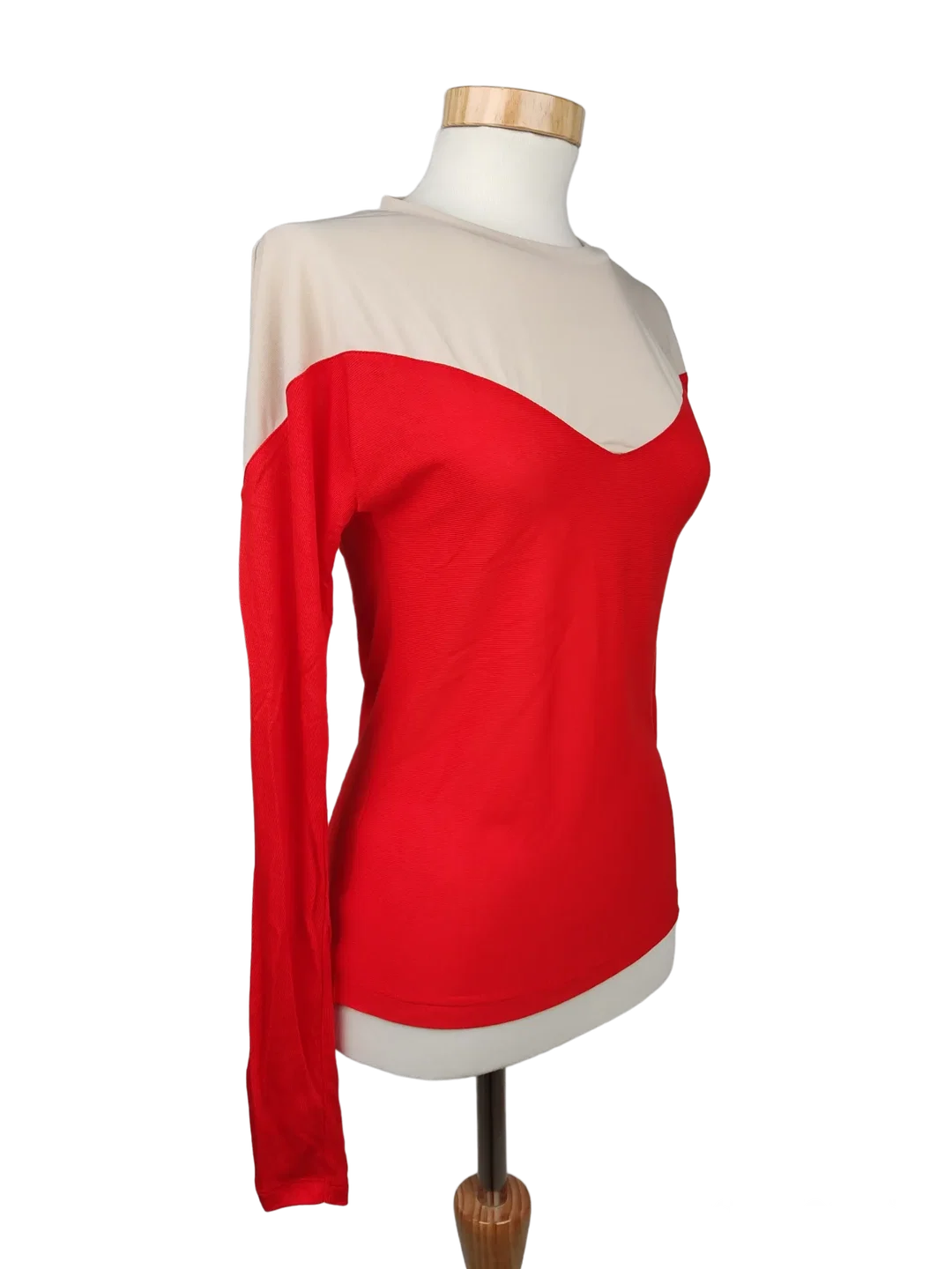Topshop Boutique Damen Shirt, beige/rot- Gr. S – Bild 2