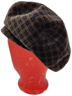 Baskenmütze braun/graublau kariert - Bild 2