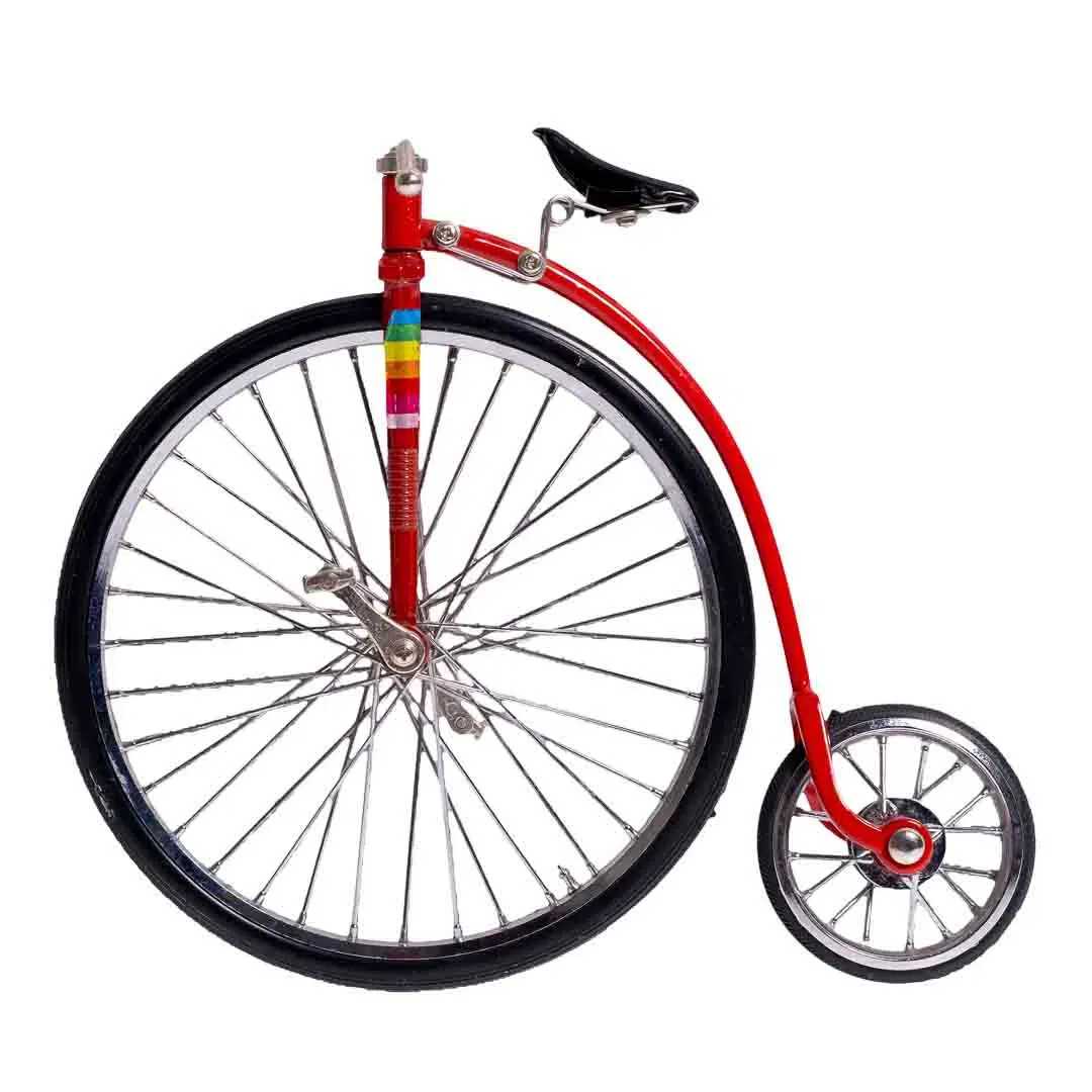 Vintage Fahrrad / Hochrad mit zwei Rädern in rot, Höhe 17cm - Bild 1