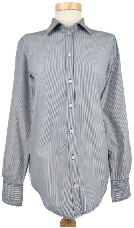 Marc O'Polo Damen Hemdbluse, blau/weiß - Gr. XS  - Bild 4