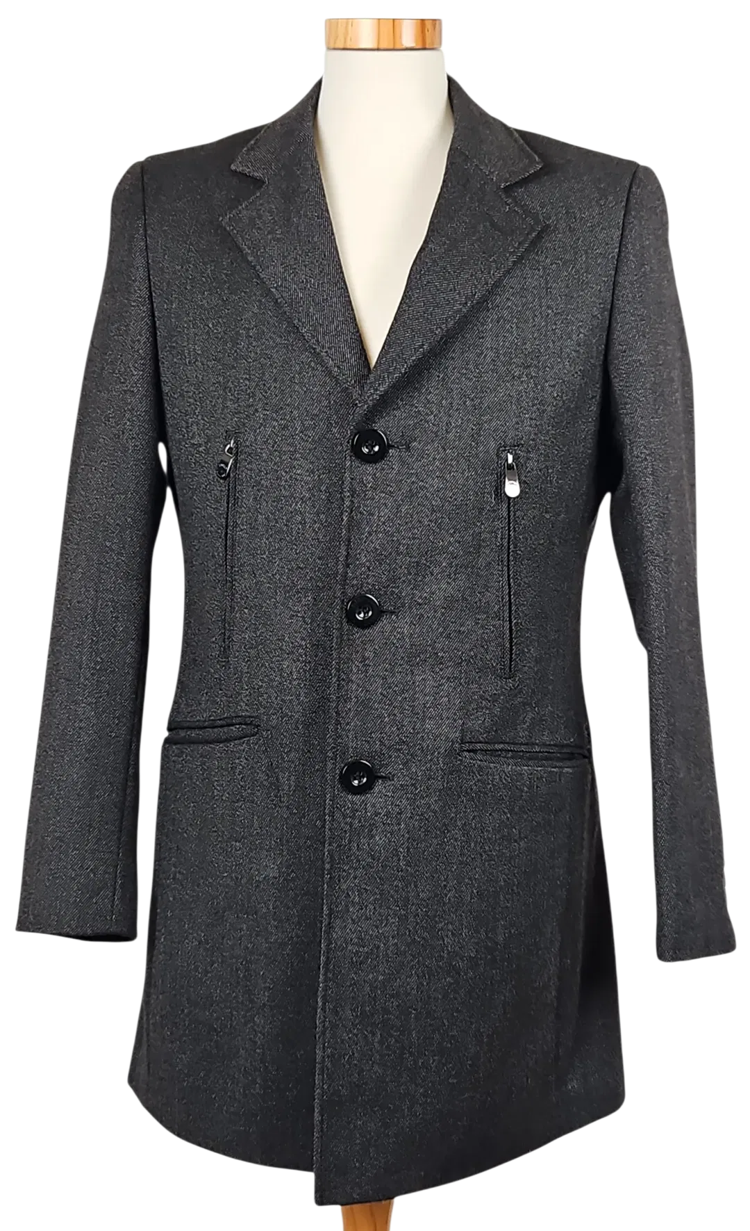 ESPRIT Herren Wollmantel, schwarz/grau - Gr. S  - Bild 1