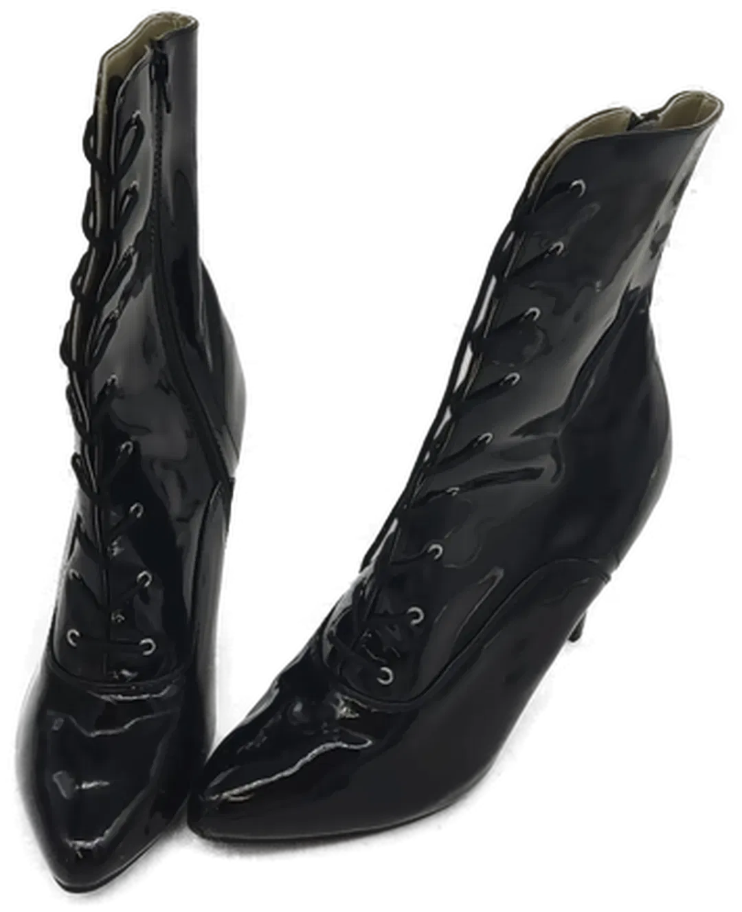 Stiefeletten High-Heels Lack schwarz mit Schnürung  Größe 49 - Bild 1