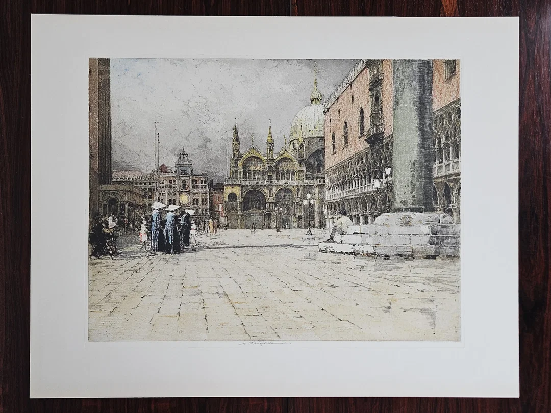 Piazzetta Venedig - Luigi Kasimir - Radierung in Farbe  - Bild 1
