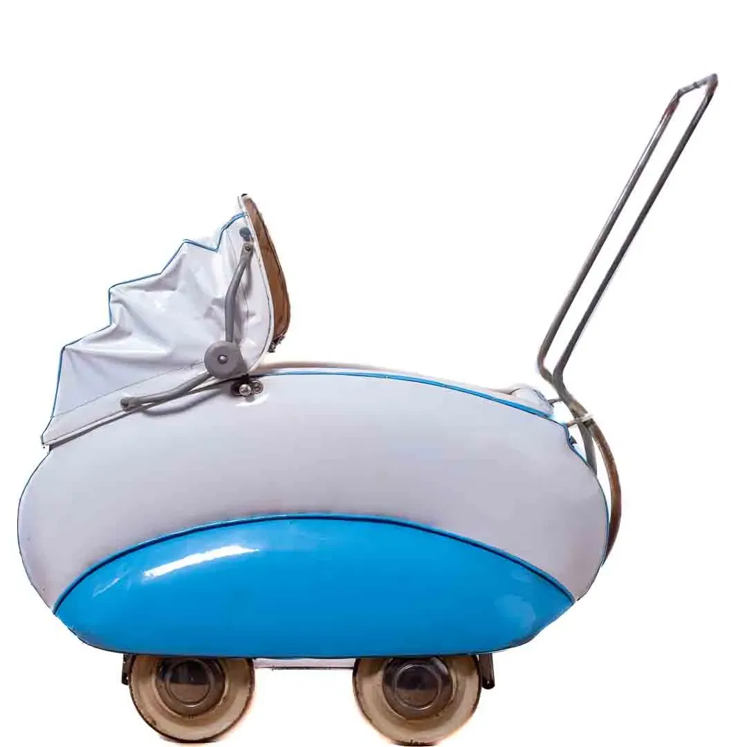 Vintage Original Bukowansky Kinderwagen / Puppenwagen in blau-weiß aus den 50er /60er - Bild 2