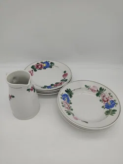 Lilien Porzellan - Kleines Set - Fleisch/Suppenteller & Krug 'Alpenflora', 8 Teile - Bild 12