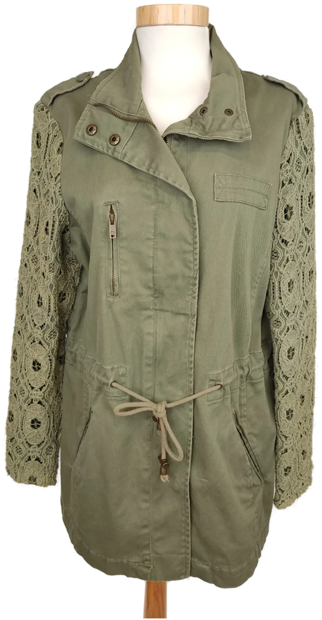 Ann Christine Damen Jacke mit Spitzenärmel olivengrün - S/36 - Bild 4